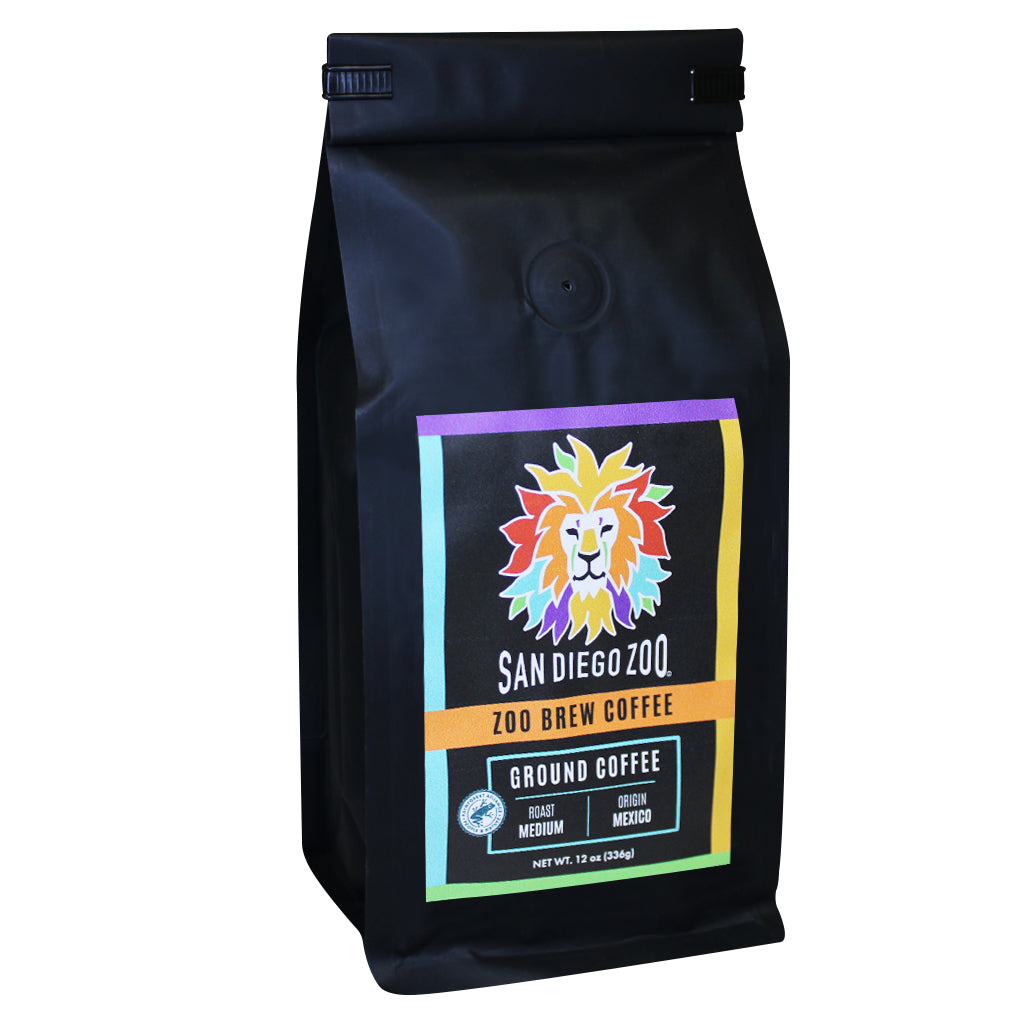 ZOO BREW GROUND COFFEE SAN DIEGO ZOO COLORFUL LION