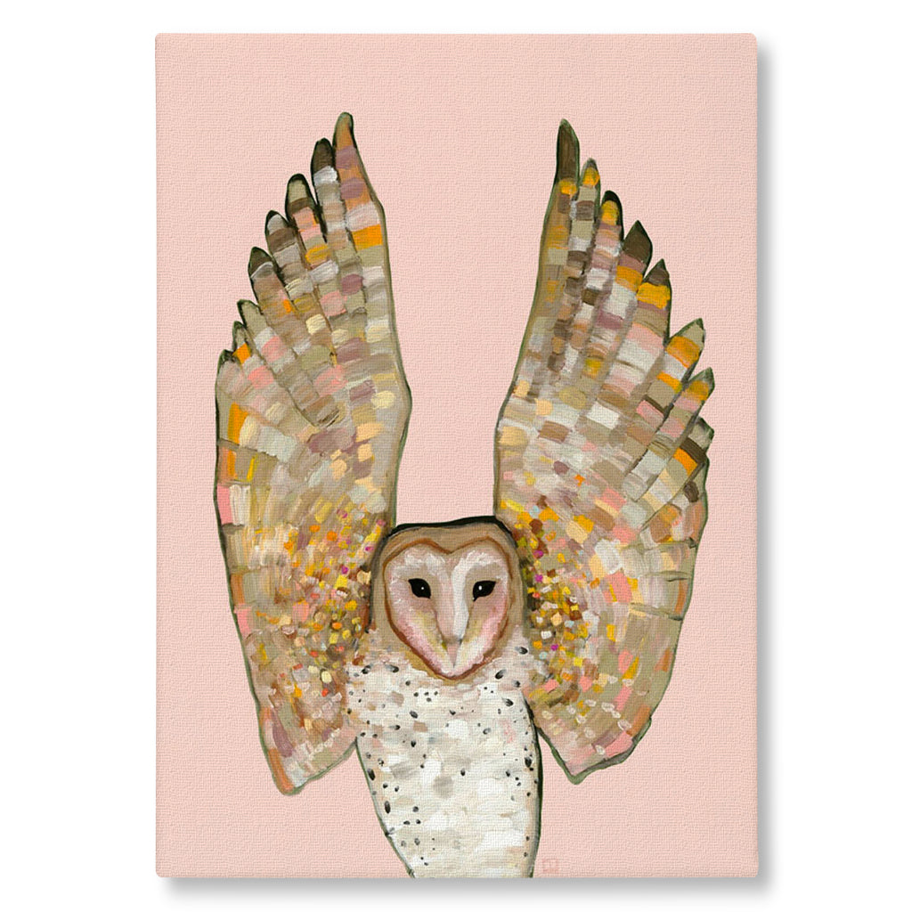 Barn Owl On Coral Giclée Canvas Print
