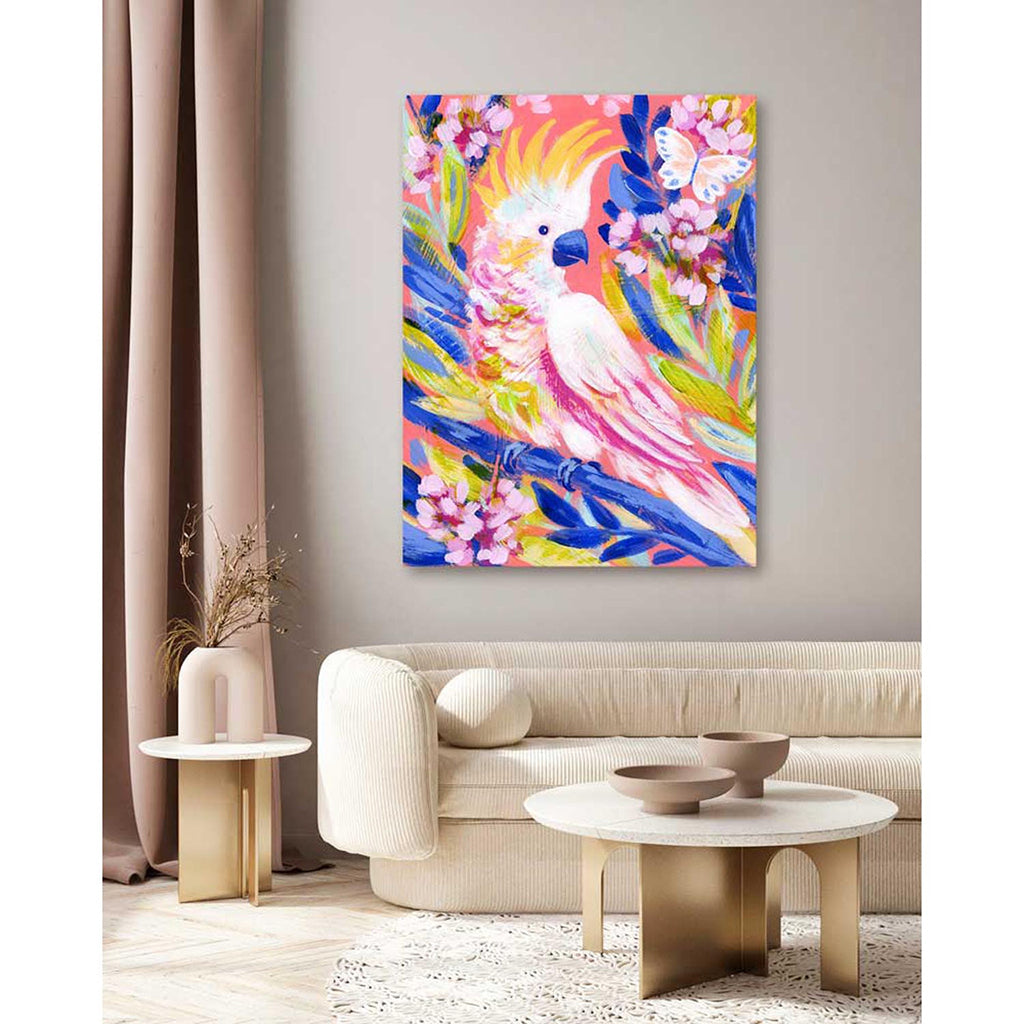 Birdsong In Coral 1 Giclée Canvas Print DSP