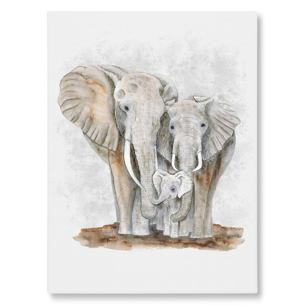 Elephant Family Giclée Canvas Print