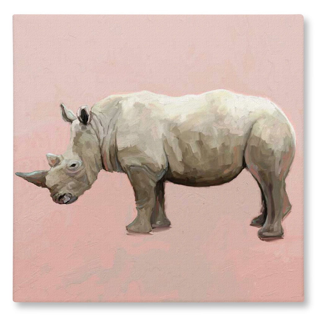 Rhino On Deep Blush Giclée Canvas Print