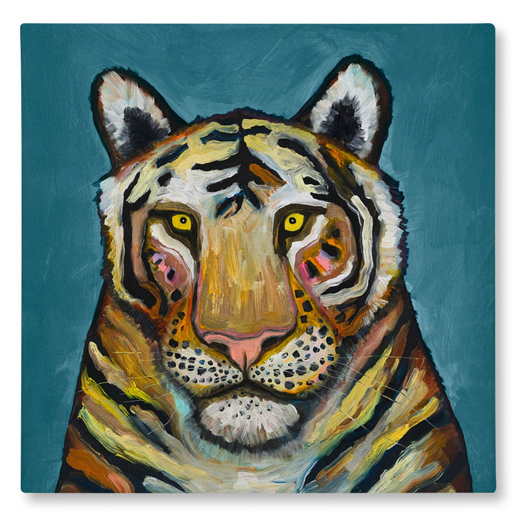 Tiger On Cerulean Giclée Canvas Print