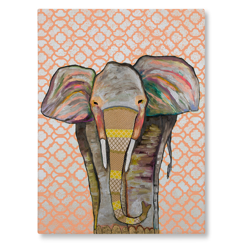 Trendy Trunk on Patterned Coral Giclée Canvas Print