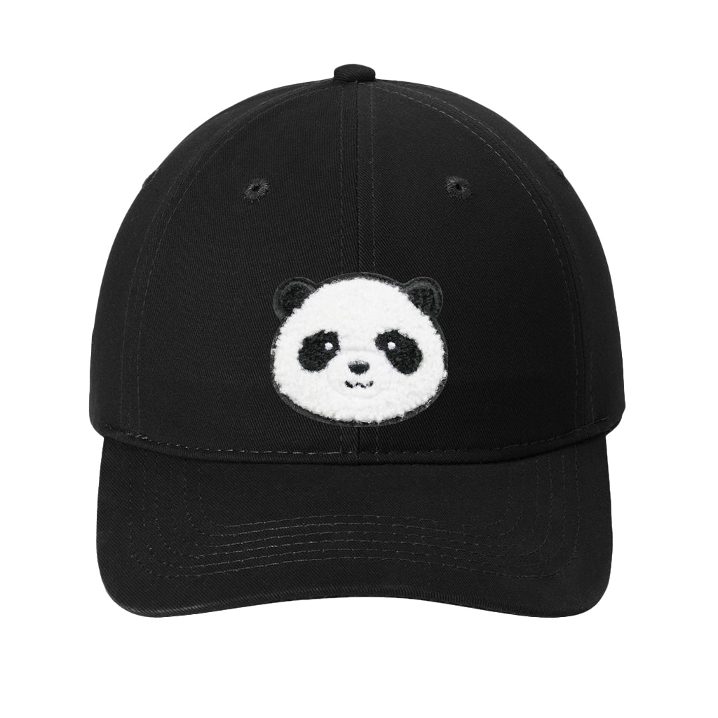 FUZZY SHERPA PANDA FACE BLACK BASEBALL CAP HAT