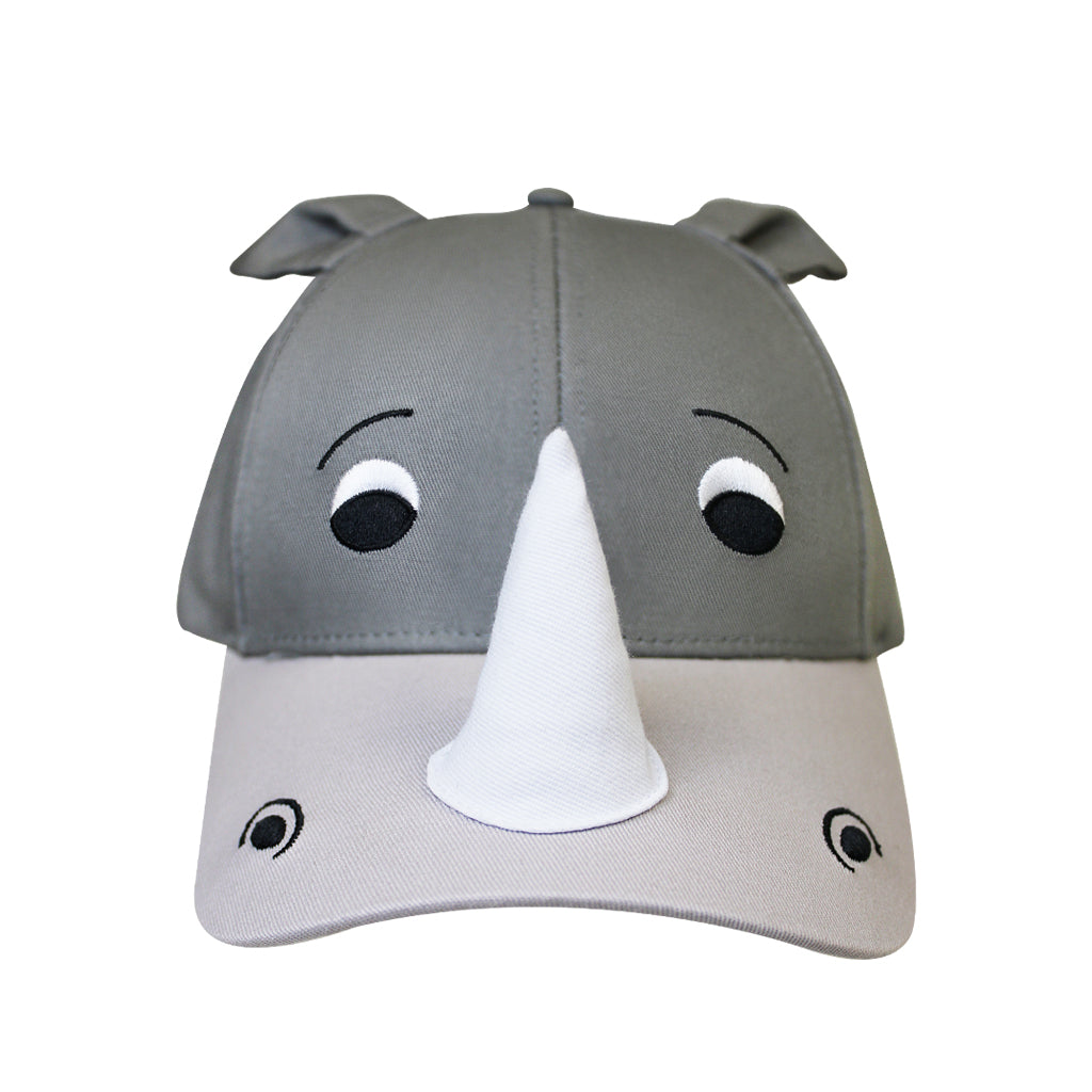 RHINO BASEBALL HAT CAP HORN EARS GRAY KIDS YOUTH