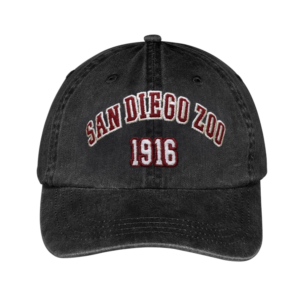BLACK BASEBALL CAP HAT STONEWASH  SAN DIEGO ZOO 1916