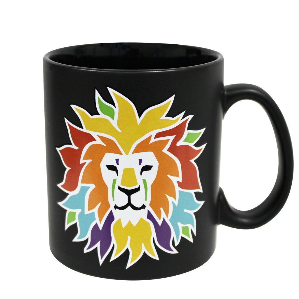 COLORFUL LION JUMBO LARGE MATTE BLACK COFFEE MUG SDZWA