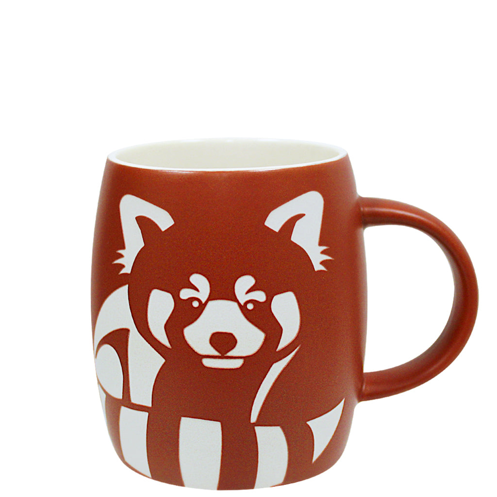 RED PANDA ETCHED BURNT RED COFFEE MUG