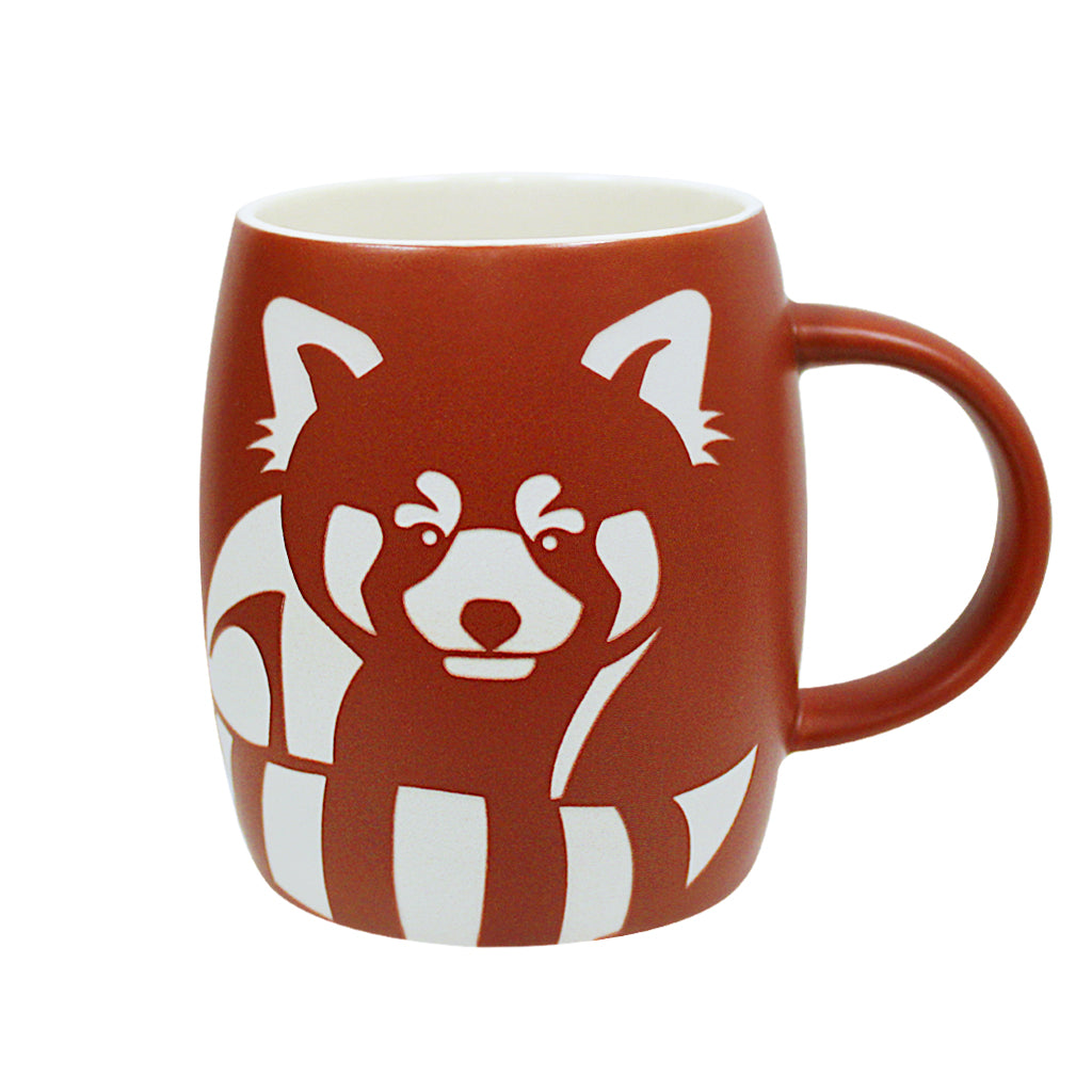 RED PANDA ETCHED BURNT RED COFFEE MUG