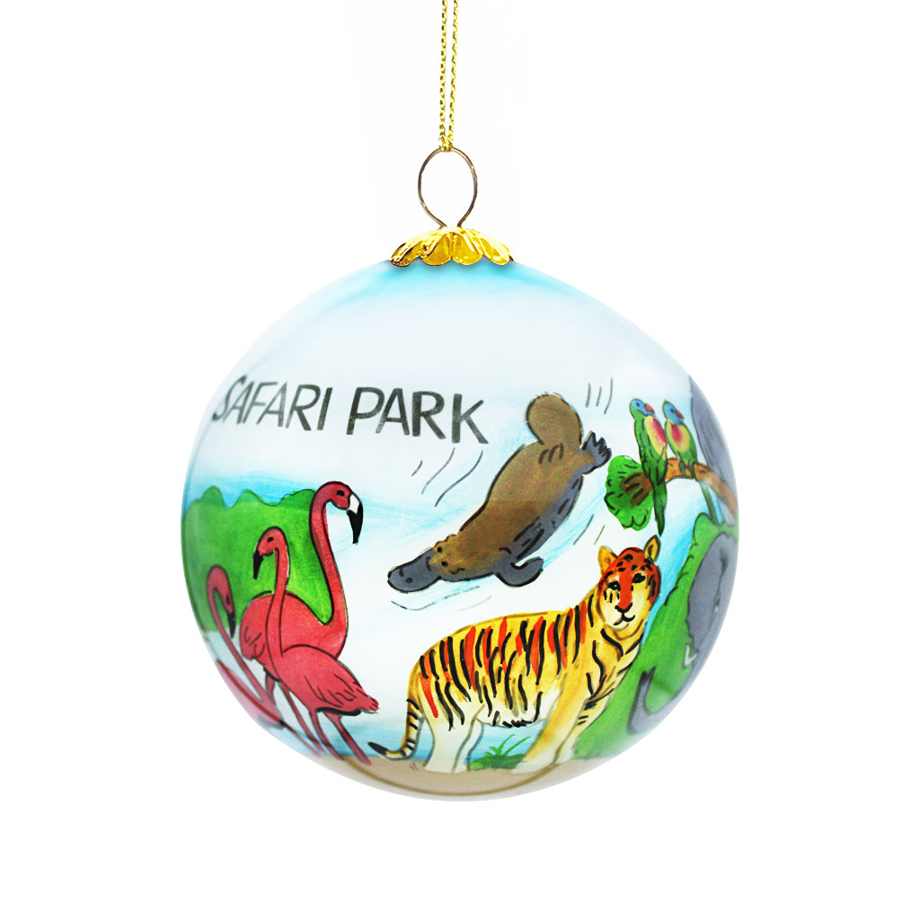 SAN DIEGO ZOO SAFARI PARK HAND PAINTED GLASS CHRISTMAS ORNAMENT COLLECTIBLE