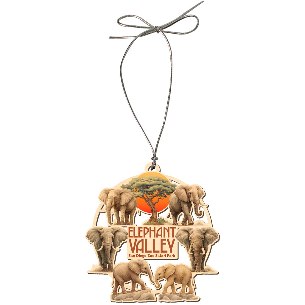 Elephant Valley Wooden Ornament