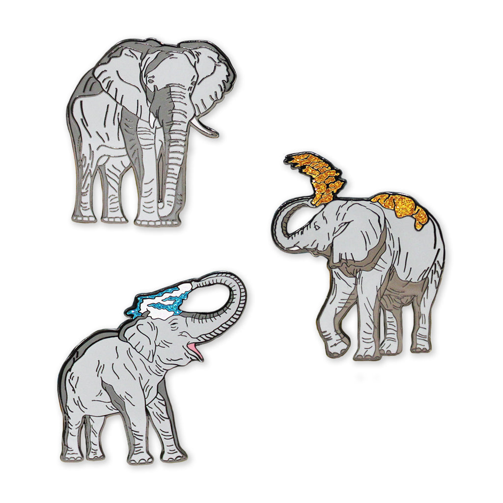 ELEPHANT VALLEY AFRICAN ELEPHANT 3 PIECE SOUVENIR TRADING PIN SET SDZSP