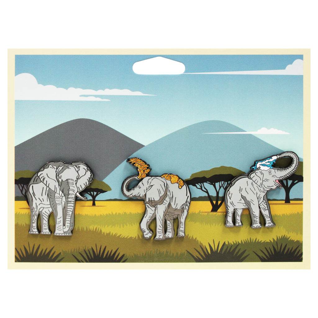 ELEPHANT VALLEY AFRICAN ELEPHANT 3 PIECE SOUVENIR TRADING PIN SET SDZSP