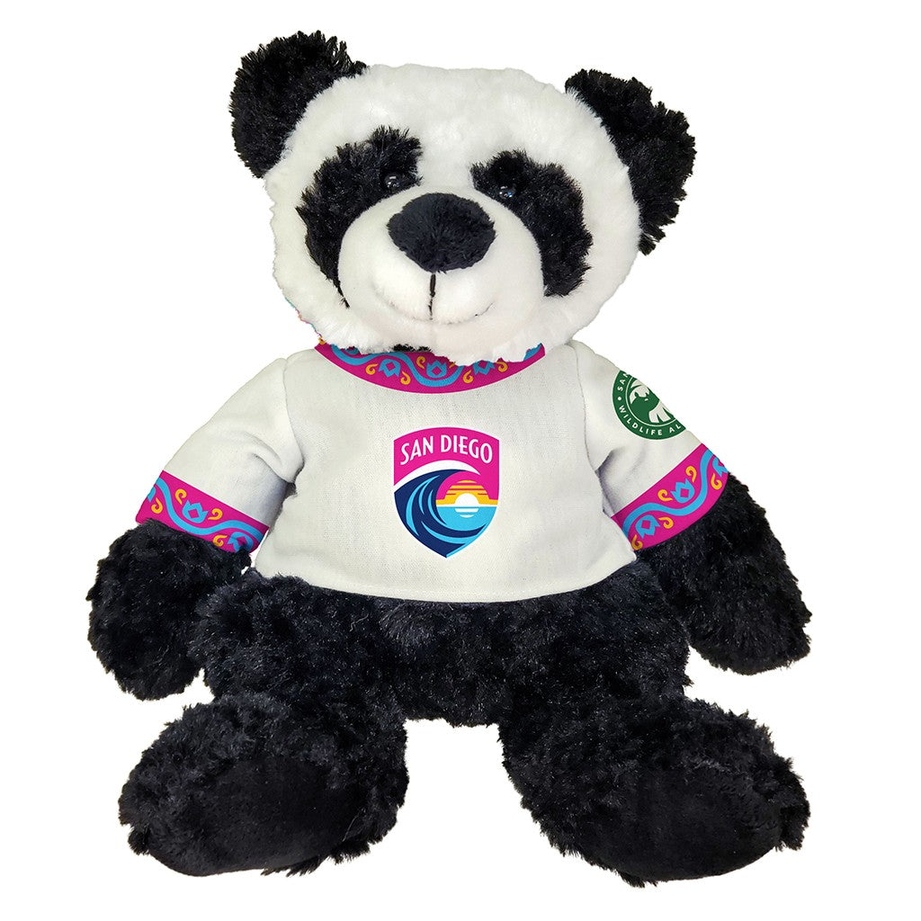 PLUSH PANDA WEARING A WAVE FC SOCCER JERSEY NUMBER 00 WITH SDZWA LOGO ON THE SLEEVE SAN DIEGO ZOO WILDLIFE ALLIANCE PELUCHE STUFFED ANIMAL STUFFY