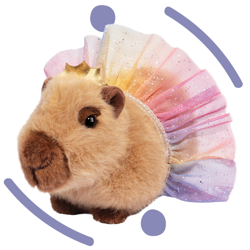 PLUSH CAPYBARA WITH MULTI COLORED TUTU 7 INCH PELUCHES STUFFY STUFFED