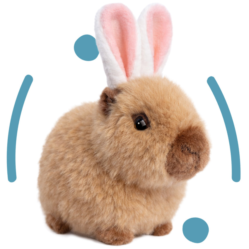 PLUSH CAPYBARA WITH PINK AND WHITE BUNNY EARS EASTER SPRING PELUCHES STUFFY