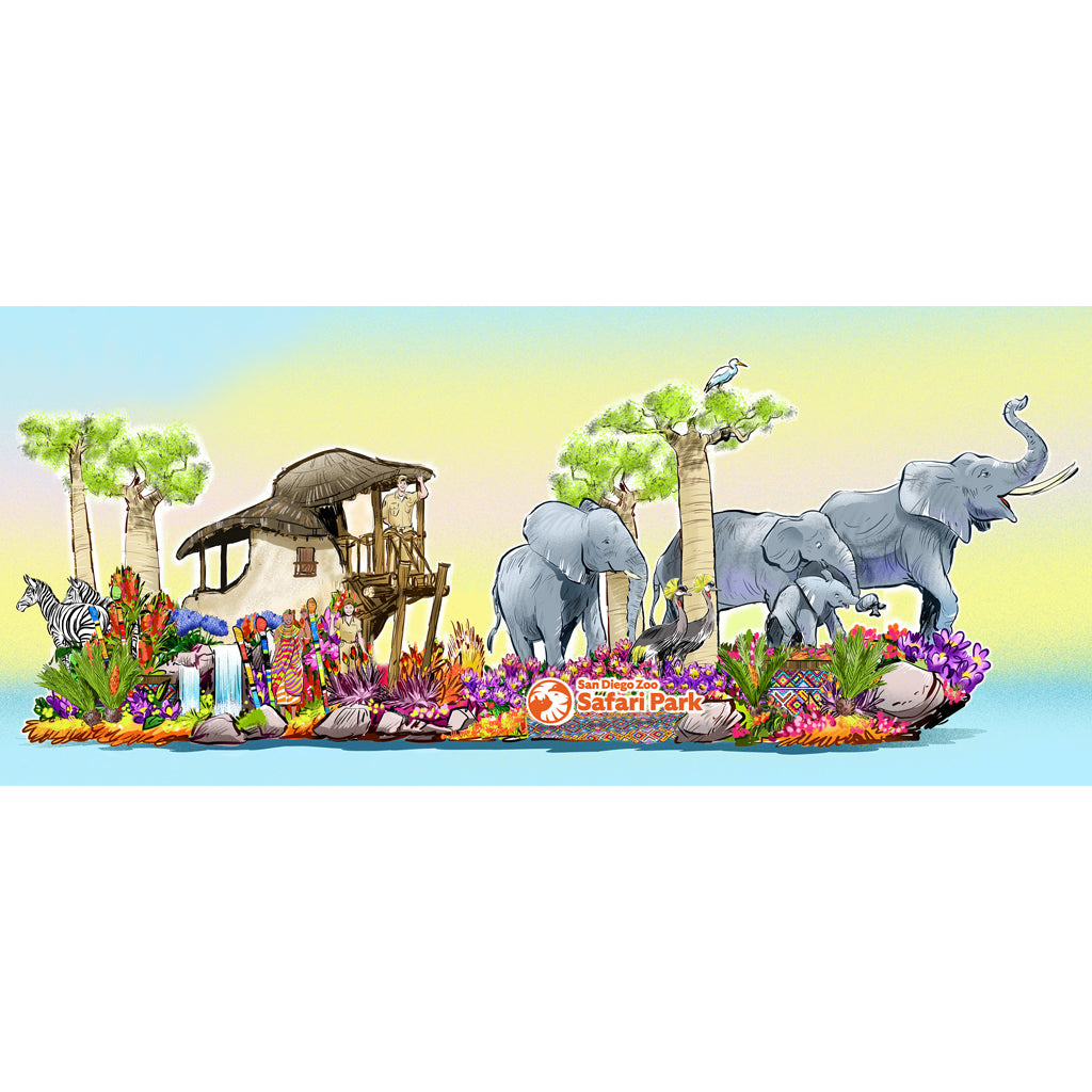 San Diego Zoo Wildlife Alliance 2026 Rose Parade Float "Giant Strides Together"