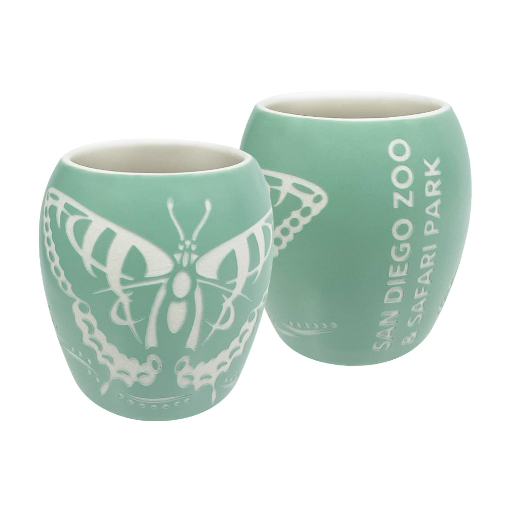 Butterfly Etched Shot Glass Mint Green