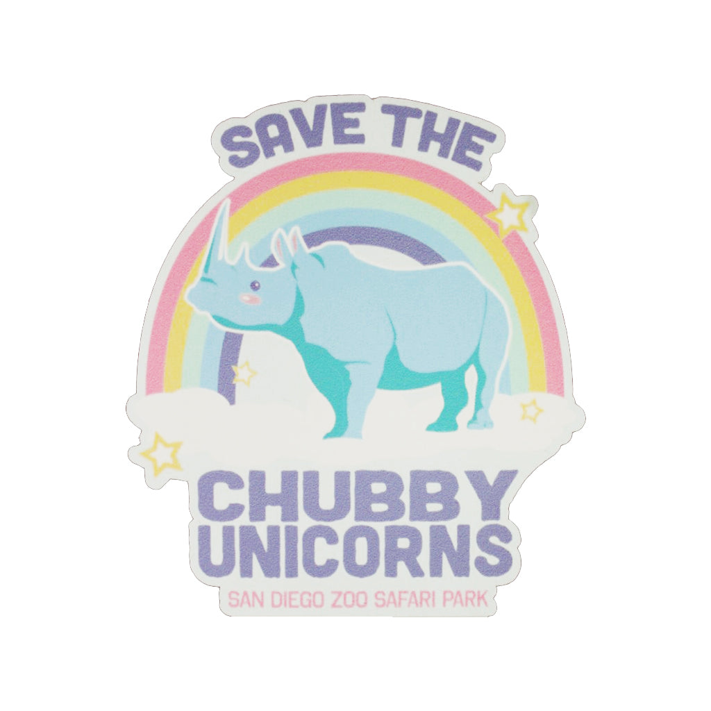 SAVE THE CHUBBY UNICORNS RAINBOW CLOUDS DECAL STICKER