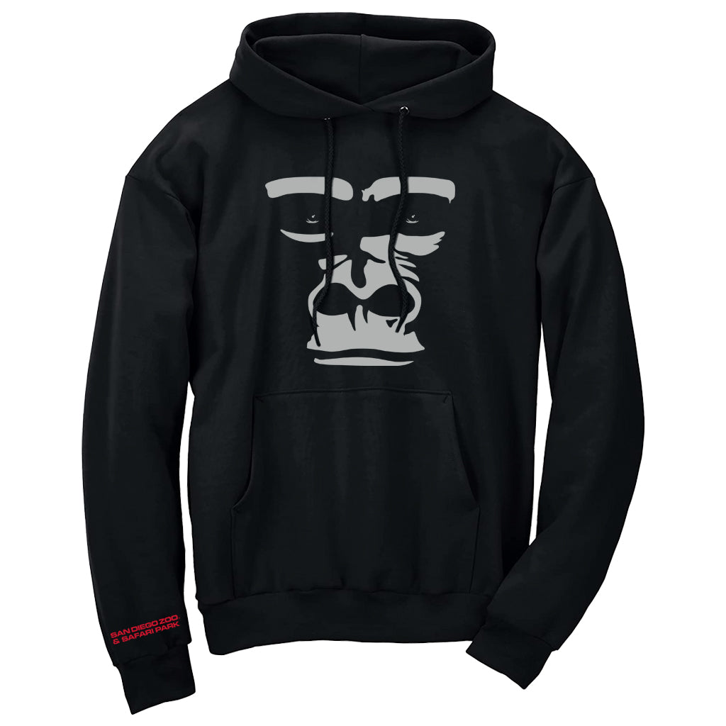 BLACK HOODED SWEATSHIRT GORILLA SHADOW PULLOVER POCKET