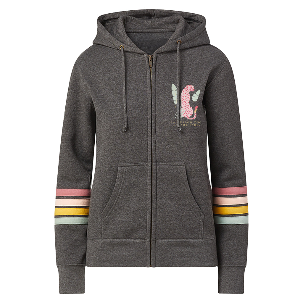 Cheetah Ladies Zip-Up Hooded Sweatshirt