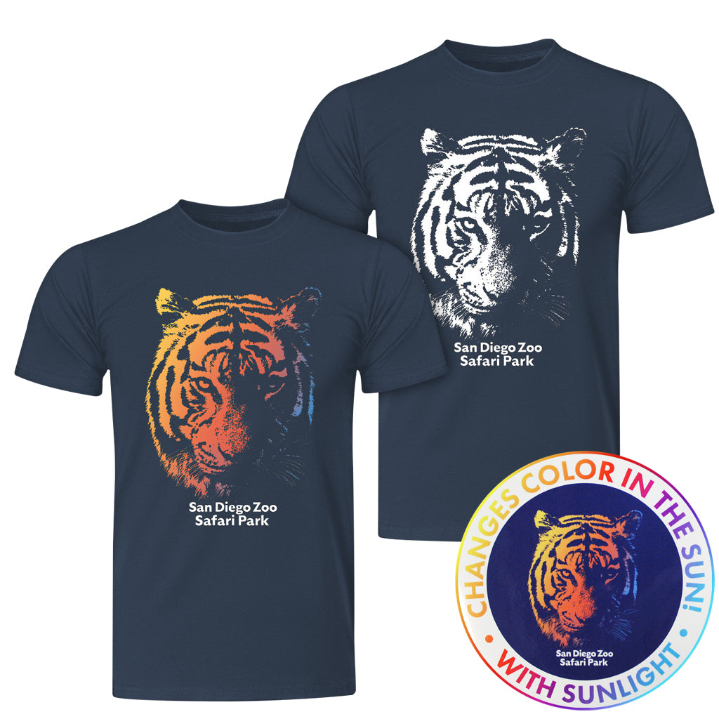 color changing mens adult unisex navy tiger face t-shirt tee