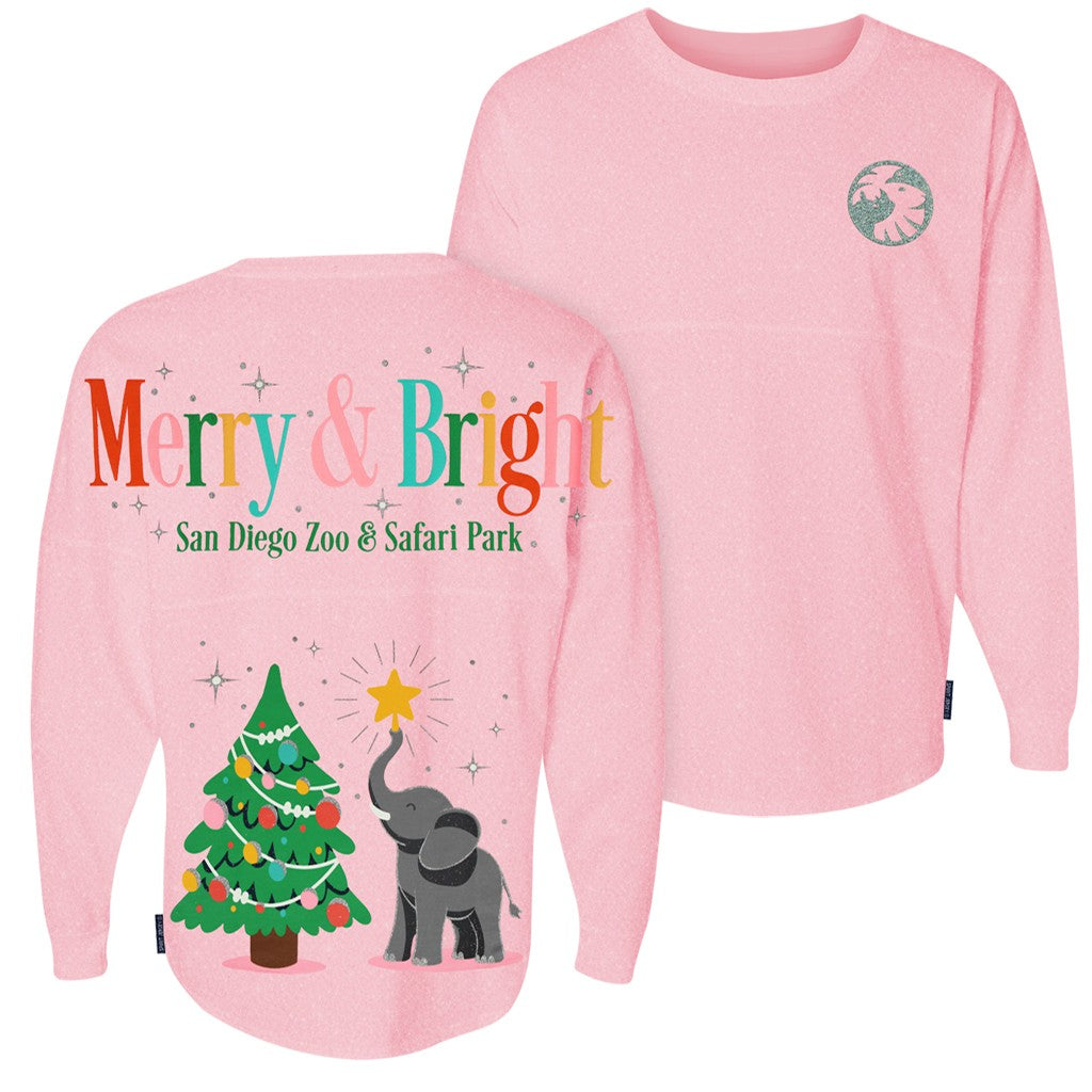 GLITTER PINK SAN DIEGO ZOO & SAFARI PARK MERRY & BRIGHT ELEPHANT CHRISTMAS TREE SPIRIT JERSEY