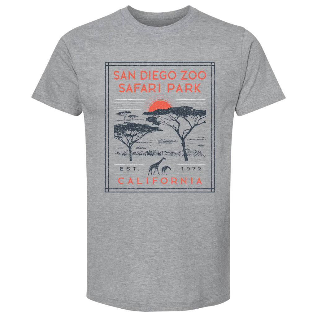 SAFARI PARK SERENGETI GIRAFFE TEE MADE FROM RECYCLED COTTON AND POLYESTER HEATHER GRAY CREW NECK T-SHIRT