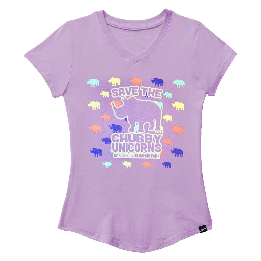 Save the Chubby Unicorns Girls Tee - Multi Print