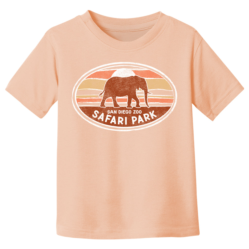 DESERT ROSE PEACH DISTRESSED SUNSET ELEPHANT GRAPHIC KIDS GIRLS TEE SAFARI PARK