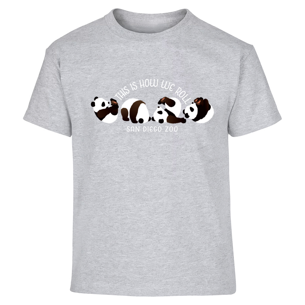 THIS IS HOW WE ROLL PANDA KIDS YOUTH HEATHER GRAY SHORT SLEEVE TEE