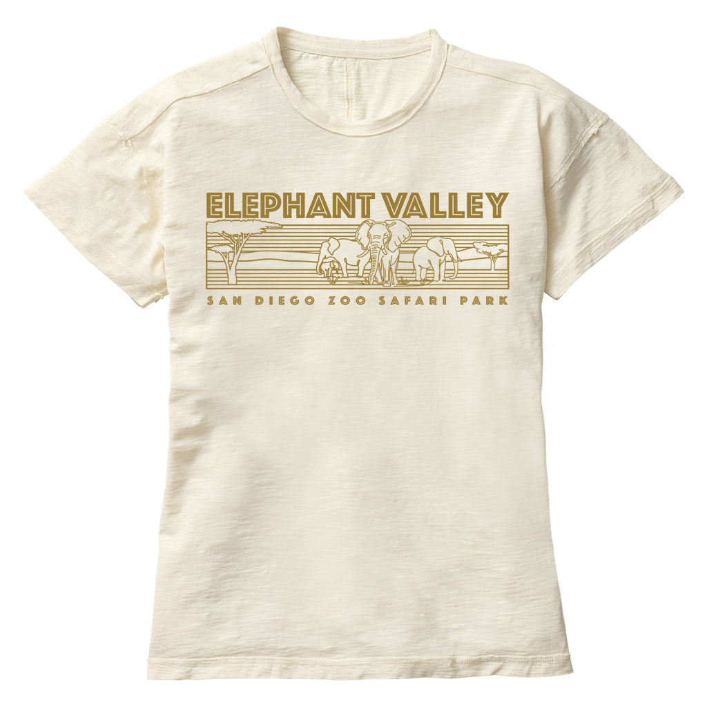 Elephant Valley Linear Ladies’ Slub Tee in bone natural cream Safari Park