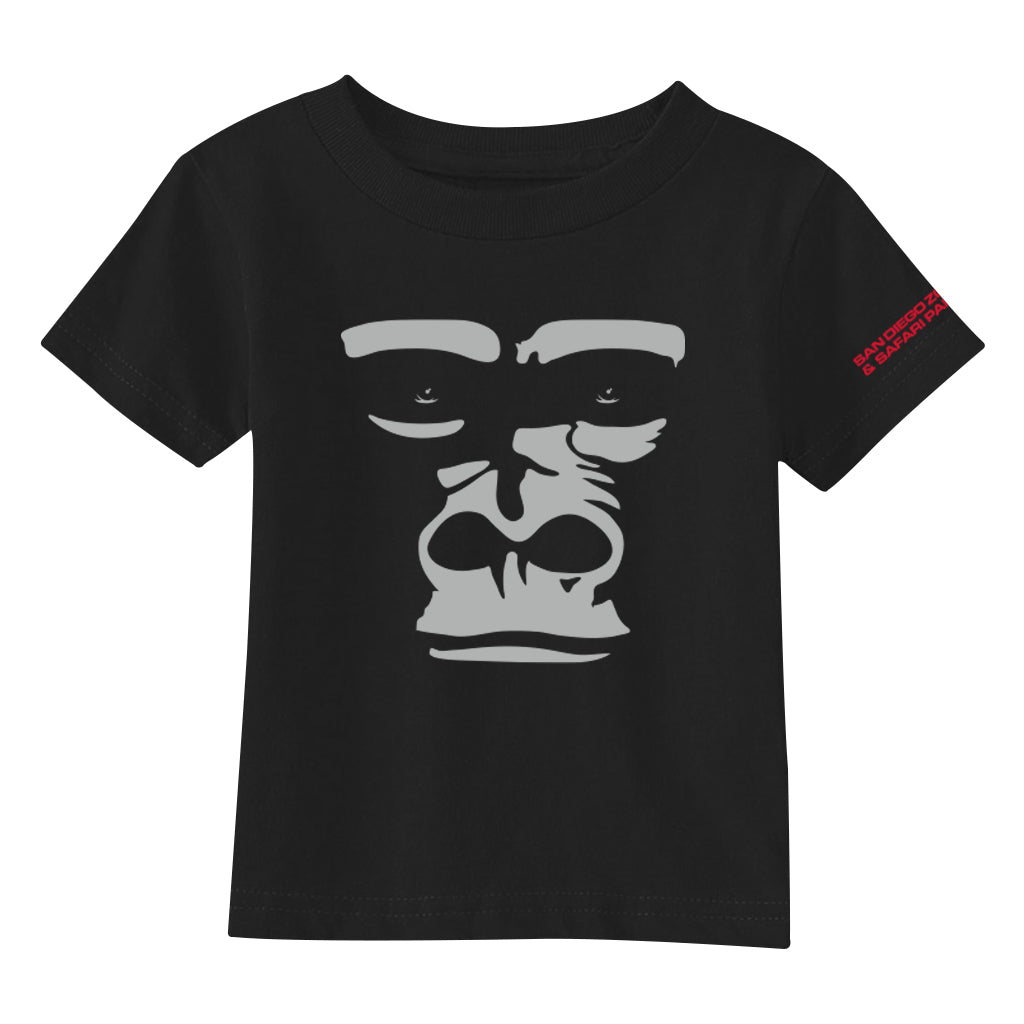 BLACK TODDLER T-SHIRT GORILLA FACE SHORT SLEEVE CREW NECK