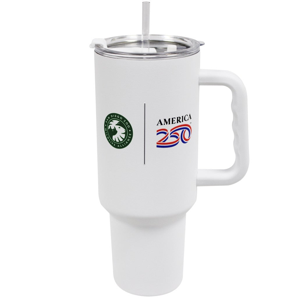 TUMBLER AMERICA 250 ANNIVERSARY SDZWA COMMEMORATIVE HANDLE DRINKWARE REUSABLE 40 OUNCE