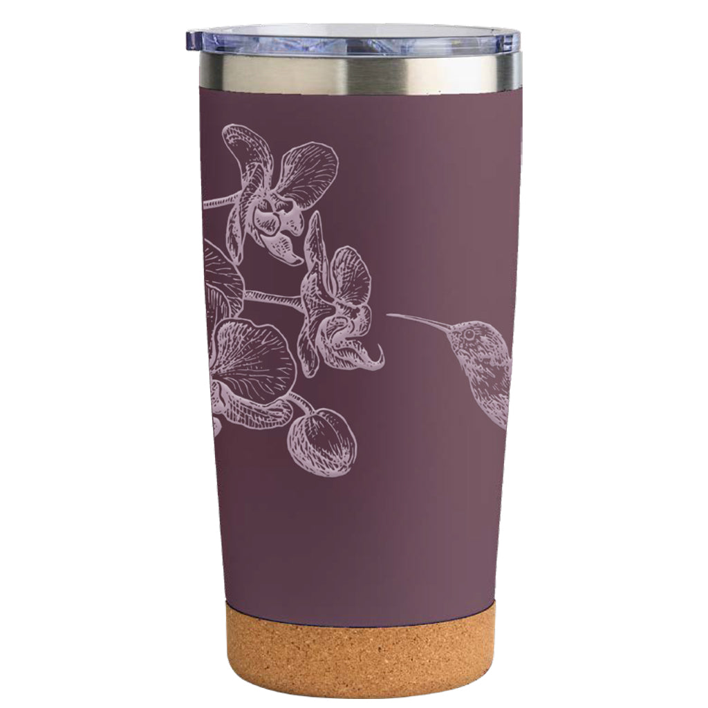 Hummingbird & Orchid Cork Bottom Tumbler