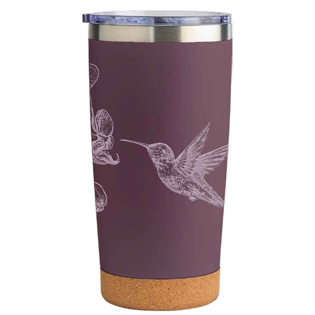 Hummingbird & Orchid Cork Bottom Tumbler