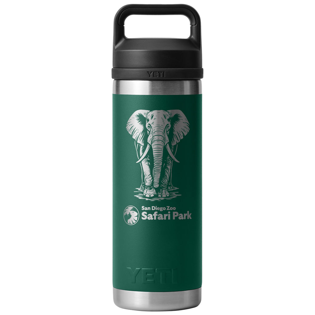 FOREST GREEN ETCHED ELEPHANT SDZWA YETI BOTTLE WITH CHUG CAP