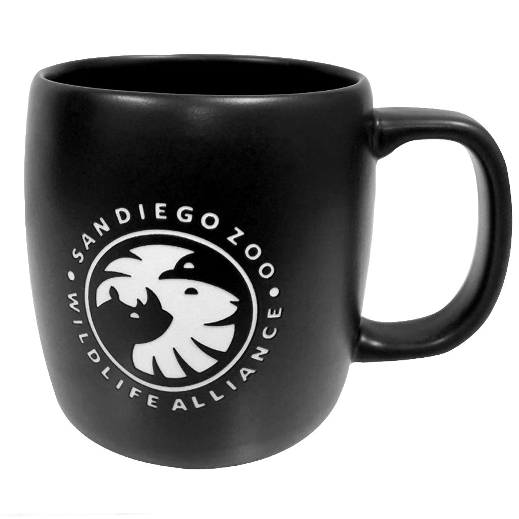 COFFEE MUG MATTE BLACK ETCHED LOGO SAN DIEGO ZOO WILDLIFE ALLIANCE LOGO