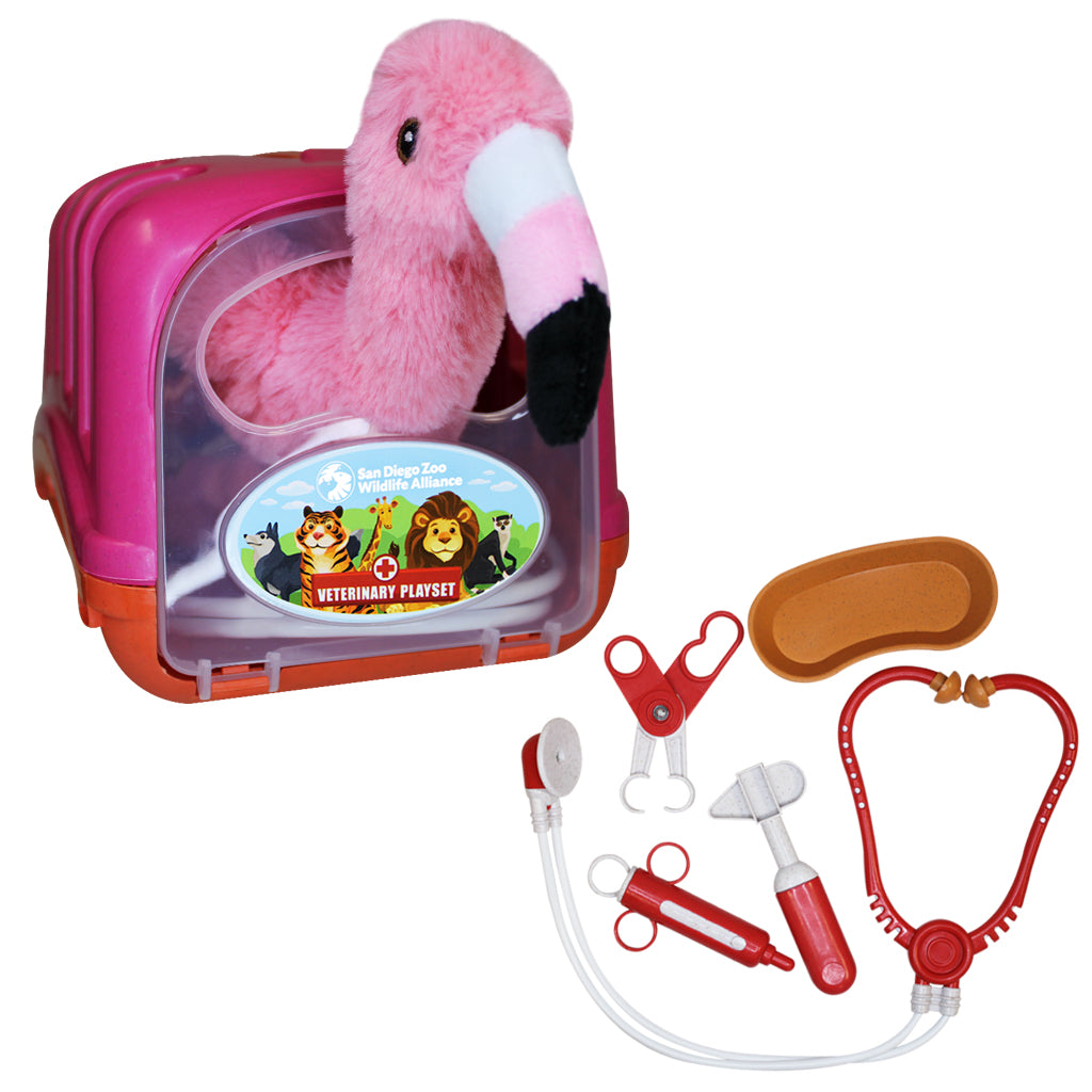 FLAMINGO VETERINARY PLAYSET KIT PINK AND ORANGE CASE