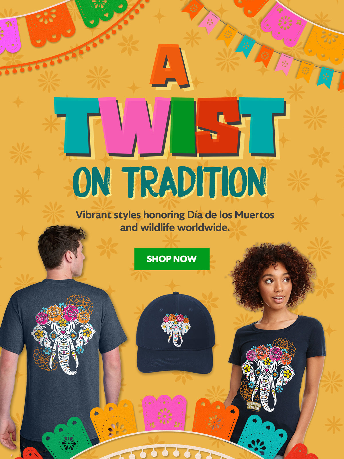 Shop our limited-edition Dia de los Muertos elephant-themed merchandise