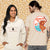 Two people wearing San Diego Zoo big cats-themed clothing against a wildlife-patterned background.
