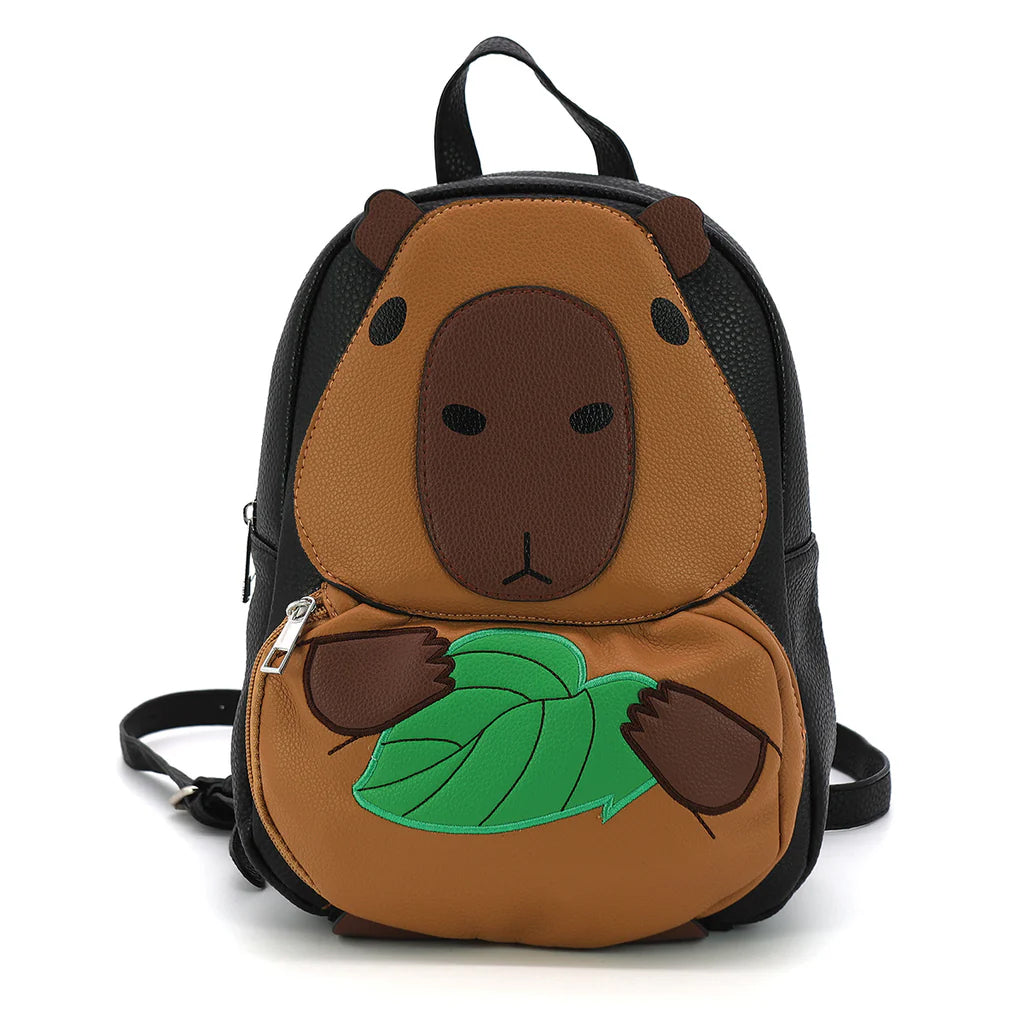 MINI VINYL BLACK BACKPACK WITH CAPYBARA BODY