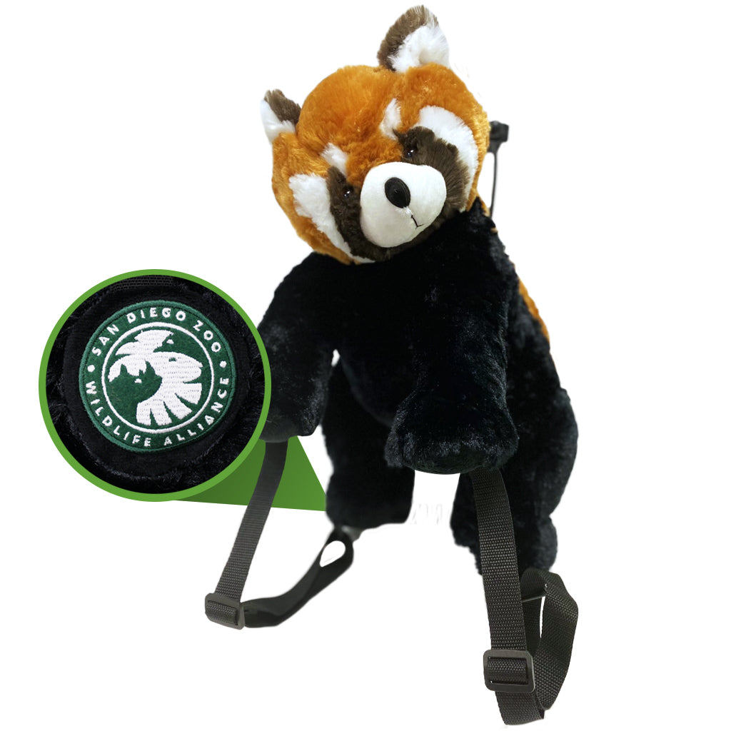 Red Panda Plush Kids Backpack San Diego Zoo Wildlife Alliance Seal
