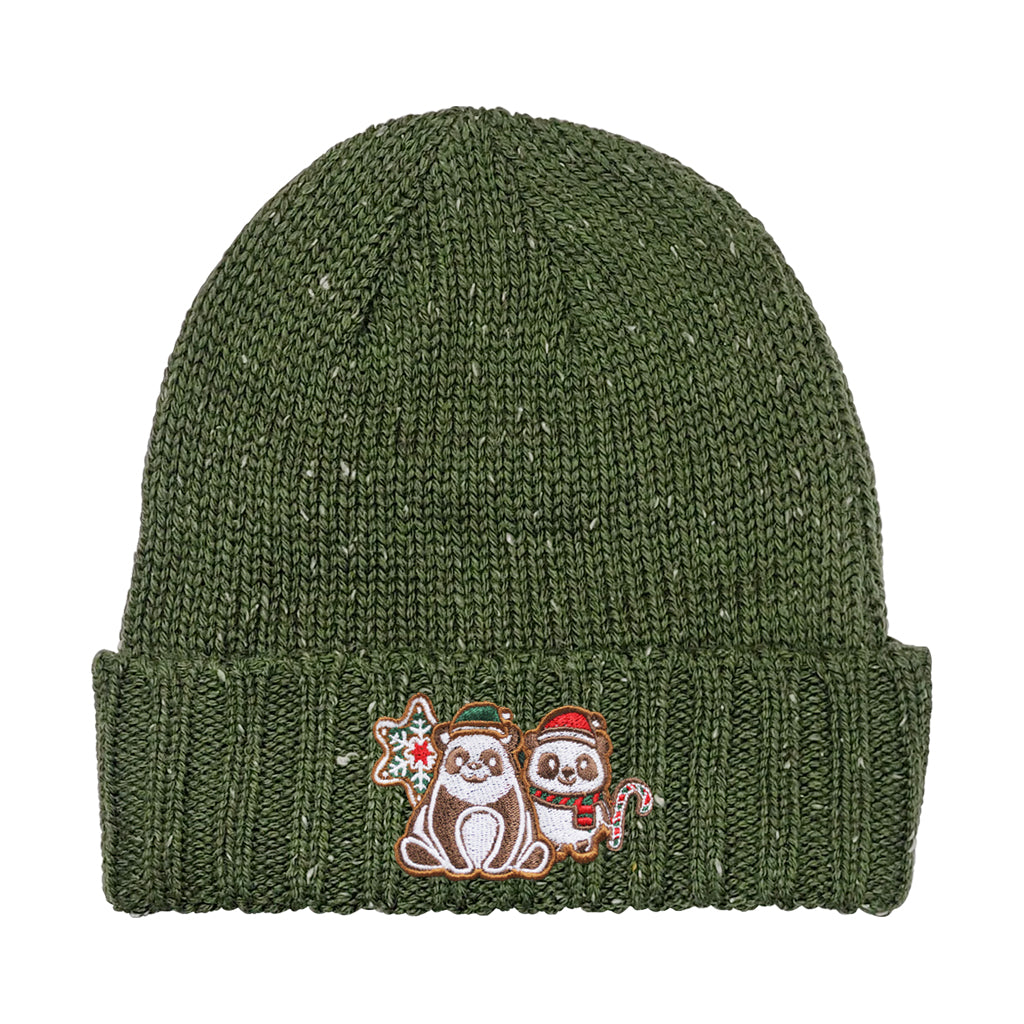 SAN DIEGO ZOO WILDLY SWEET HOLIDAYS PANDA DUO PAIR GREEN KNIT BEANIE