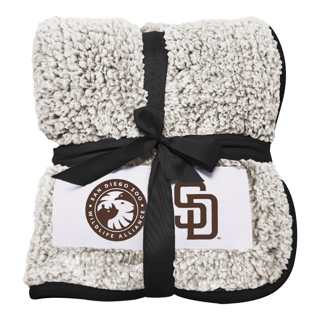 SDZWA LOGO + SAN DIEGO PADRES COLLABORATION FROSTY FLEECE BLANKET SAN DIEGO ZOO WILDLIFE ALLIANCE