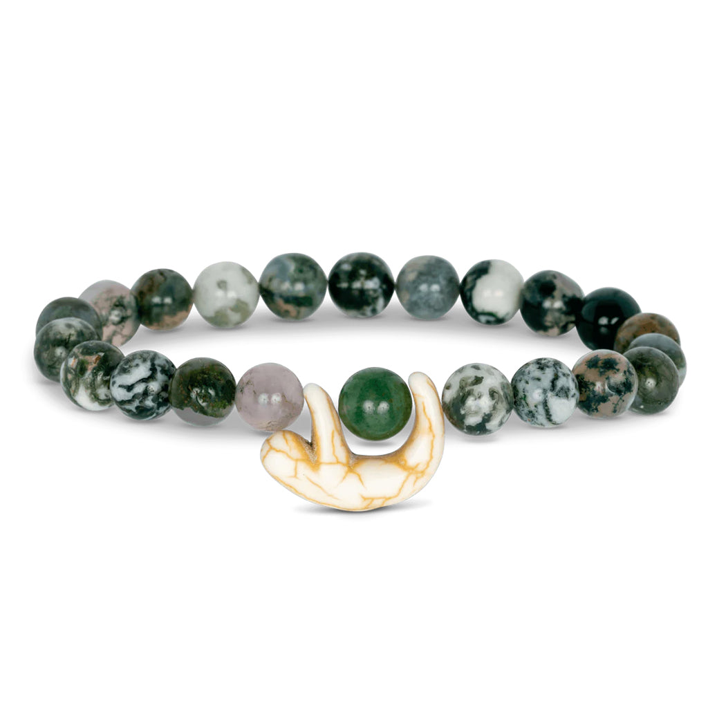 FAHLO SLOTH BEADED BRACELET RAINFOREST GREEN STONE