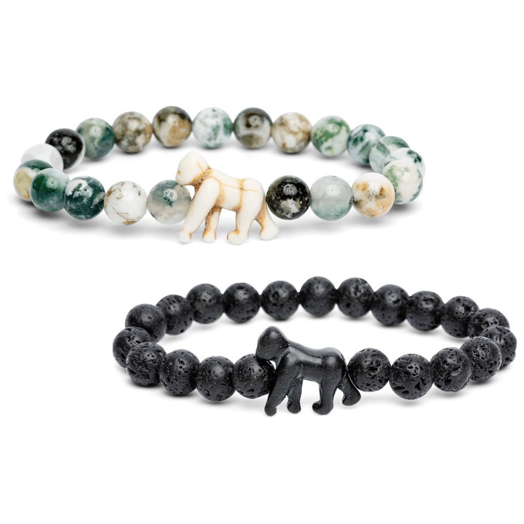 Gorilla Fahlo Tracking Bracelet Rainforest Green or Lava Stone