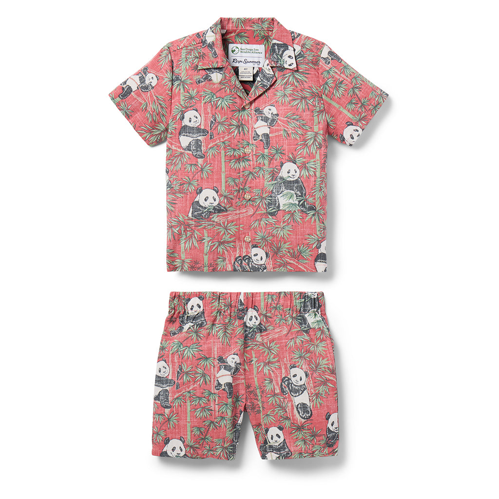 REYN SPOONER ALOHA PANDA CABANA SHORT SHIRT SET TODDLER 