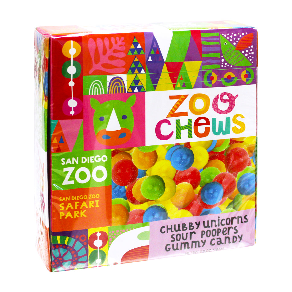 ZOO CHEWS BOXED CHUBBY UNICORNS SOUR POOPERS GUMMY CANDY 