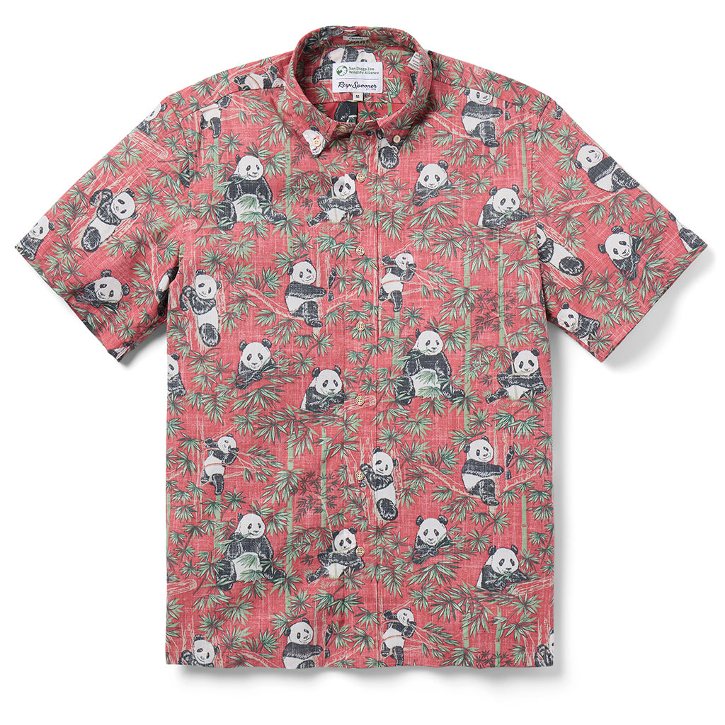 San Diego Zoo Reyn Spooner Panda Mens Classic Shirt - Red